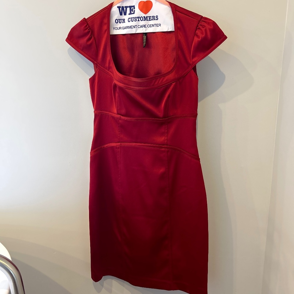 Red satin Laundry dress